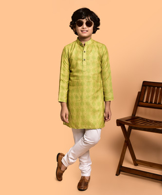 PRINTINIDA Boys Casual Kurta and Pyjama Set(Yellow Pack of 1)