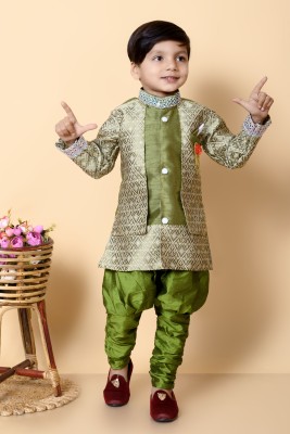 New Hsgarments Boys Festive & Party Sherwani and Churidar Set(Green Pack of 1)