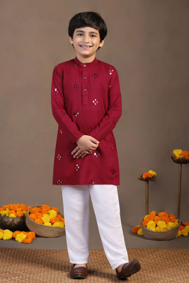Tasrika Boys Festive & Party Kurta and Pyjama Set(Red Pack of 1)