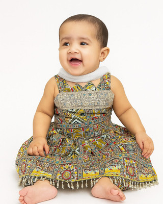 Saanvi Creations Baby Girls Festive & Party Kurta and Dhoti Pant Set(Red Pack of 1)