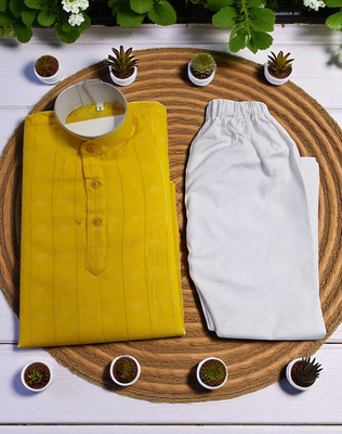 ATLY Boys Festive & Party Kurta and Pyjama Set(Gold Pack of 1)