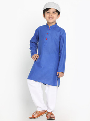 VASTRAMAY Boys Festive & Party Kurta and Pyjama Set(Blue Pack of 1)