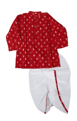 ANNA Boys Festive & Party Dhoti & Kurta Set(Red Pack of 1)