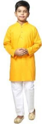 VC FASHION HUB Baby Boys Festive & Party Kurta and Pyjama Set(Yellow Pack of 1)