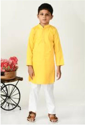 VC FASHION HUB Baby Boys Festive & Party Kurta and Pyjama Set(Yellow Pack of 1)