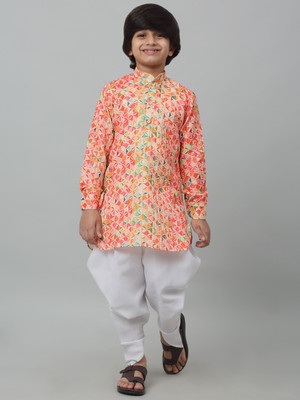 RCENSA Boys Festive & Party Dhoti & Kurta Set(Orange Pack of 1)