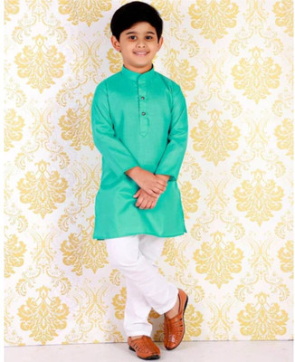 VDC CREATIONS Baby Boys Festive & Party Kurta and Pyjama Set(Green Pack of 1)