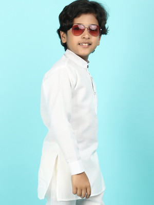 V-MART Boys Casual Kurta and Pyjama Set(White Pack of 1)