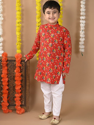 Sangria Girls Festive & Party Kurta and Dhoti Pant Set(Red Pack of 2)