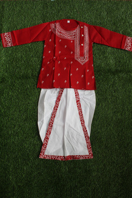 Ganapati Fashion Boys Festive & Party Kurta and Dhoti Pant Set(Red Pack of 1)