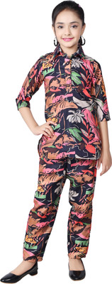 Arshia Fashions Girls Festive & Party Kurta and Trouser Set(Multicolor Pack of 1)