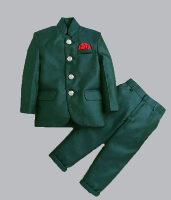 OJ Trend Boys Festive & Party Blazer and Pant Set(Green Pack of 2)