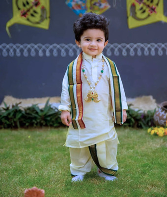 HXRGARMENTS Boys Festive & Party Dhoti & Kurta Set(White Pack of 1)