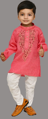 Oxipittal Club Boys Festive & Party Kurta and Dhoti Pant Set(Pink Pack of 1)