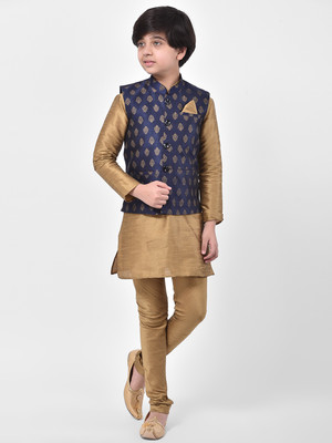 DEYANN Boys Festive & Party Kurta and Churidar Set(Blue Pack of 3)