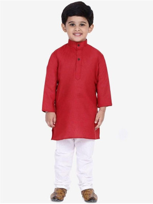 VC FASHION HUB Baby Boys Festive & Party Kurta and Pyjama Set(Maroon Pack of 1)