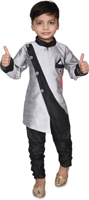 Rkdress Baby Boys Wedding, Festive & Party Sherwani and Churidar Set(Grey Pack of 1)