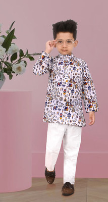 Alm Dresses Baby Boys Festive & Party Kurta and Pyjama Set(White Pack of 1)