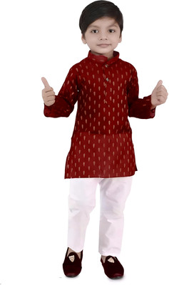 AMAN ENTERPRISE Boys Wedding Kurta and Pyjama Set(Maroon Pack of 1)