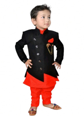 TOP STORE Boys Festive & Party, Wedding, Formal Waistcoat and Pyjama Set(Orange Pack of 1)
