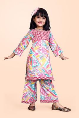 ALMOND STYLE Girls Casual Kurta and Palazzo Set(Multicolor Pack of 1)