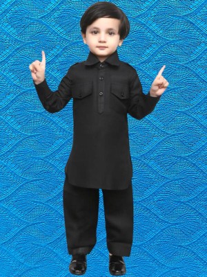 ANGEL PROPRIETOR Boys Festive & Party Pathani Suit Set(Black Pack of 1)