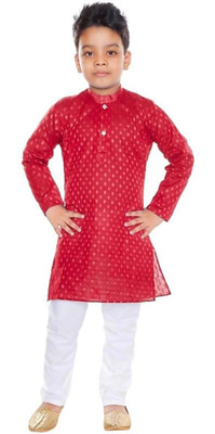 Rania Dresses Boys Festive & Party Kurta and Dhoti Pant Set(Red Pack of 1)