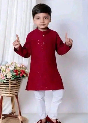 KAJOLDRESSES Boys Festive & Party Kurta and Churidar Set(Yellow Pack of 1)