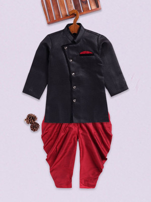jbn CREATION Boys Festive & Party, Casual Sherwani and Churidar Set(Black Pack of 1)