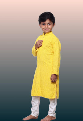 RKTM Baby Boys Festive & Party Kurta and Pyjama Set(Yellow Pack of 1)