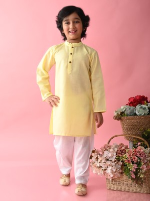 Saka Designs Boys Festive & Party Kurta and Pyjama Set(Yellow Pack of 1)