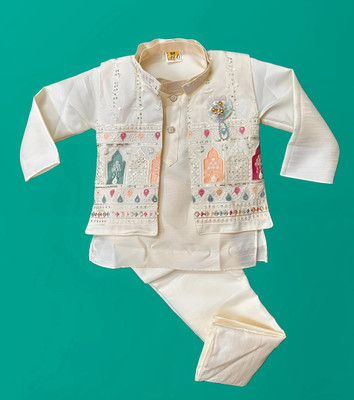 THE LALCOLLECTION KIDSWEAR Boys Festive & Party Kurta and Pyjama Set(White Pack of 1)