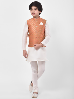 DEYANN Boys Festive & Party Kurta and Churidar Set(Yellow Pack of 3)