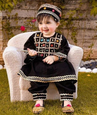 ABZ FASHION Girls Casual Kurta and Pyjama Set(Black Pack of 1)
