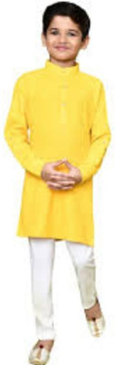 VDC FASHION HUB Baby Boys Festive & Party Kurta and Pyjama Set(Yellow Pack of 1)