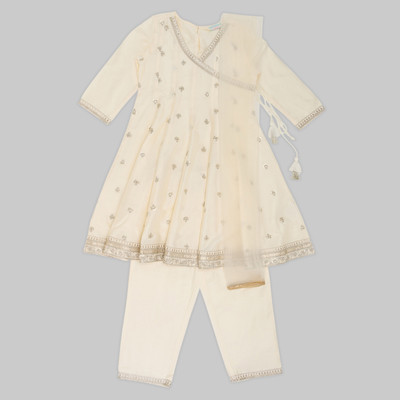 Akkriti by Pantaloons Girls Casual Dupatta and Pyjama Set(Beige Pack of 1)