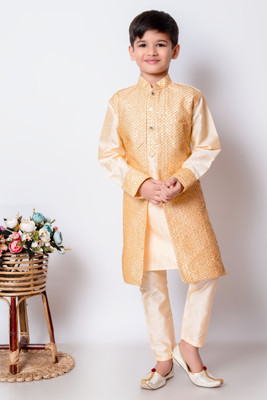 NFC CREATION Boys Festive & Party, Wedding Kurta and Pyjama Set(Beige Pack of 1)