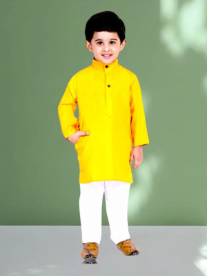 stylelife Boys Festive & Party Kurta and Pyjama Set(Yellow Pack of 1)