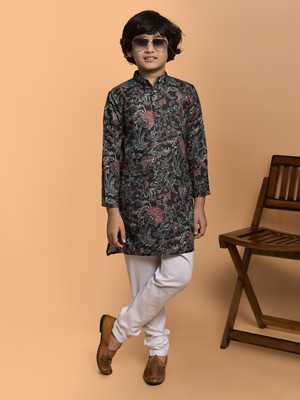 PRINTCULTR Boys Festive & Party Kurta and Pyjama Set(Black Pack of 2)