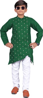 MadhavArt Boys Festive & Party Kurta and Pyjama Set(Green Pack of 1)