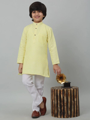 CENSAL Boys Festive & Party Kurta and Pyjama Set(Yellow Pack of 1)
