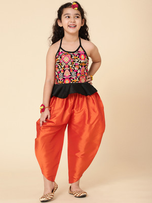 A.T.U.N. Baby Girls Festive & Party Angarkha and Dhoti Pant(Multicolor Pack of 1)