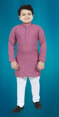 Alexa Cretion Boys Festive & Party Kurta and Pyjama Set(Pink Pack of 1)