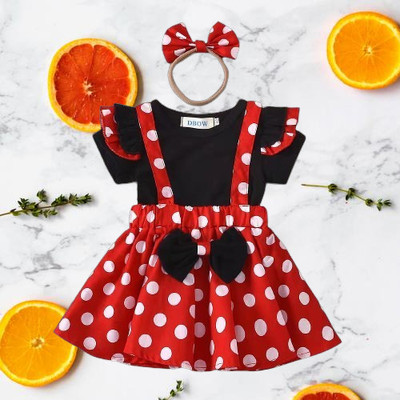 JANNIFASHION Baby Girls Casual, Festive & Party, Formal, Wedding Top and Skirt Set(Red Pack of 1)