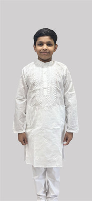 Narayan creations Boys Festive & Party Kurta and Pyjama Set(White Pack of 1)