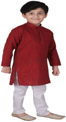 VDC FASHION TREND Baby Boys Festive & Party Kurta and Pyjama Set(Maroon Pack of 1)