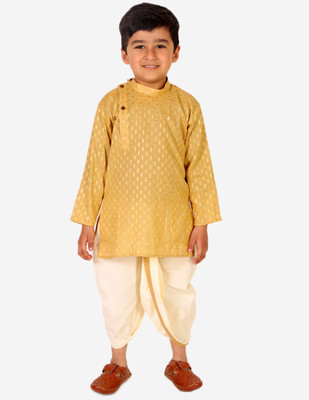 Superminis Baby Boys Festive & Party Kurta and Pyjama Set(Beige Pack of 1)