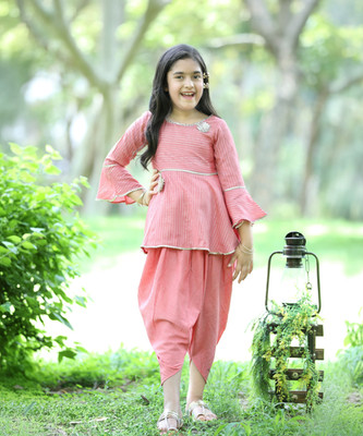 CUTIEKINS Girls Festive & Party Kurta and Dhoti Pant Set(Pink Pack of 2)