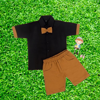 JANNIFASHION Baby Boys Casual, Festive & Party, Formal, Wedding Shirt & Waistcoat Set(Black Pack of 1)
