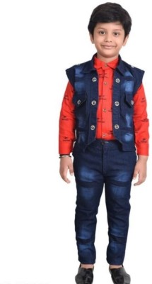 Aashvi garments Boys Festive & Party, Wedding Shirt, Waistcoat and Pant Set(Multicolor Pack of 1)